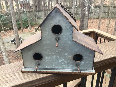 antique metal bird houses|galvanized metal bird house.